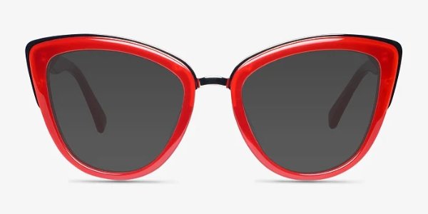 Cadenza - Cat Eye Red Frame Sunglasses | EyeBuyDirect