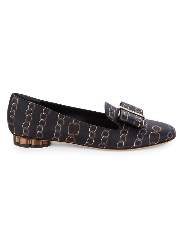Sarno Bow Printed Twill Loafers