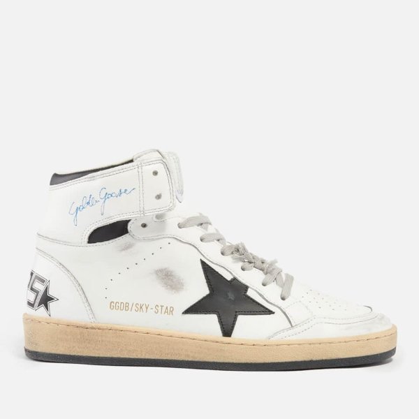 Sky-Star Distressed Leather High-Top Trainers