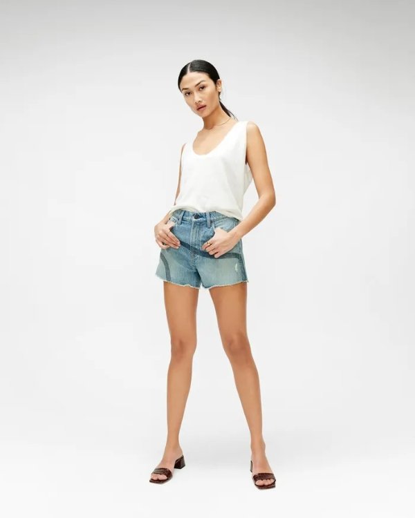 High Waist Short with Embroidery in Topanga