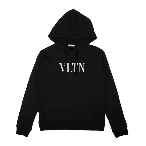 Black VLTN Logo Pullover Hoodie