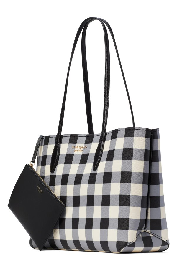 all day gingham print large tote