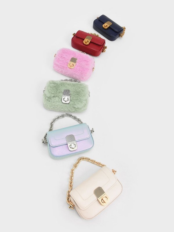 Mint Green Enya Furry Chain-Handle Mini Bag | CHARLES &amp; KEITH