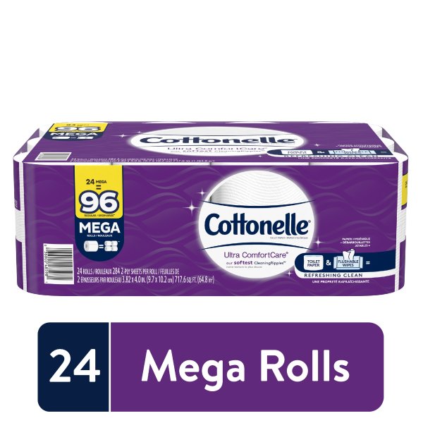 Ultra ComfortCare Toilet Paper, 24 Mega Rolls (=96 Regular Rolls)