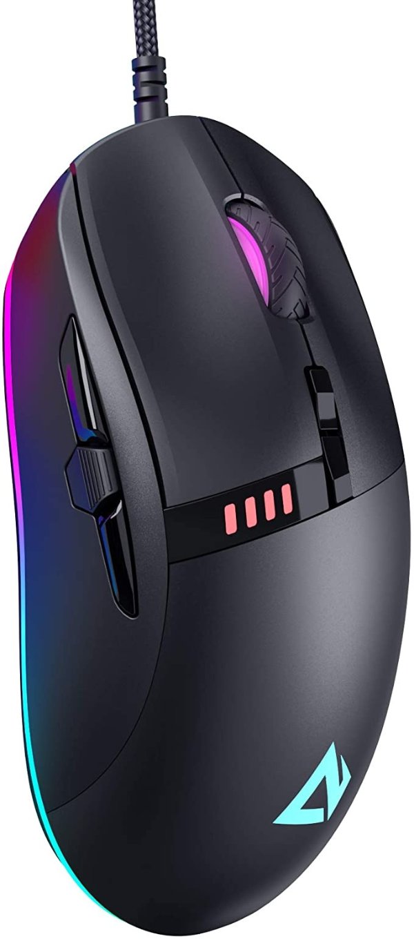 Knight Gaming Mouse, RGB Wired Gaming Mouse with 10000 DPI, 8 Programmable Buttons, RGB Lighting Effects, Macros, Fire Button Gaming Mice for PC and Mac