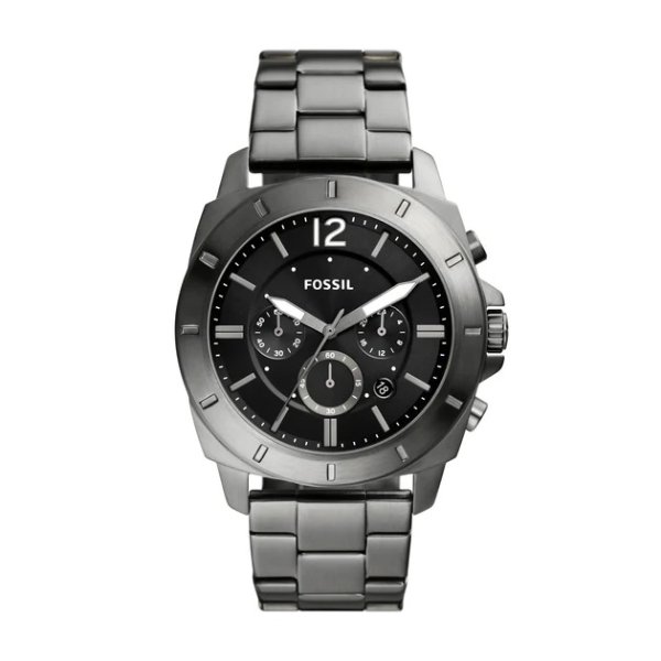 men's privateer chronograph, smoke stainless steel watch