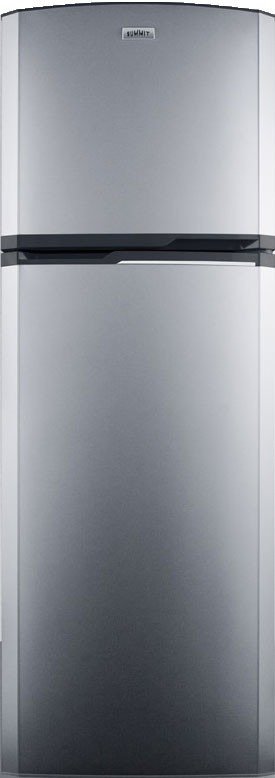 Summit FF948SS 22 Inch Top-Freezer Refrigerator with 2 Adjustable Glass Shelves, 1 Crisper Drawer, 4 Door Bins, 1 Wire Freezer Shelf, 2 Freezer Door Bins, Dial Thermostat, Frost-Free Defrost, Interior Lighting and 8.8 cu. ft. Capacity: Stainless Steel
