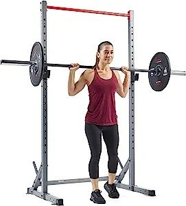 Sunny Health & Fitness Squat Stand Power Rack for Weightlifting - Multifunction Bench Press Squat Rack with Adjustable Pull Up Bar for Home Gym - SF-XF922059