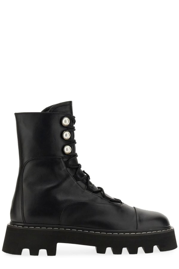 Pearlogy Lace-Up Combat Boots