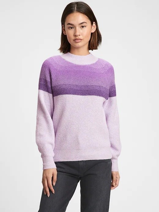 Waffle-Knit Stripe Sweater