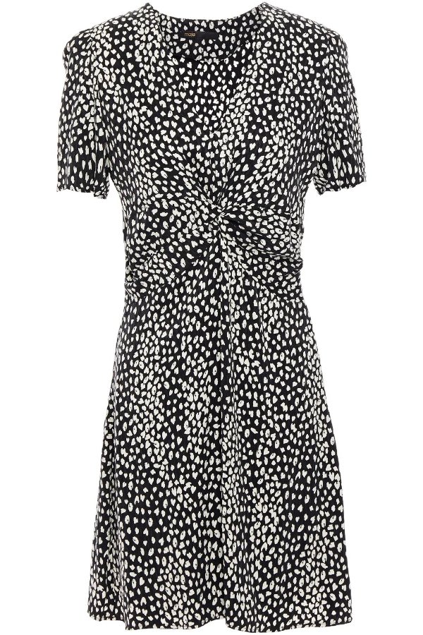 Ripi twist-front cupro-blend leopard-jacquard mini dress