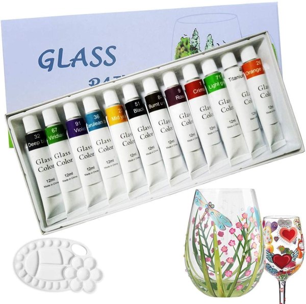 Magicdo 12色丙烯酸颜料 可用于玻璃和陶瓷制品 手工必备
