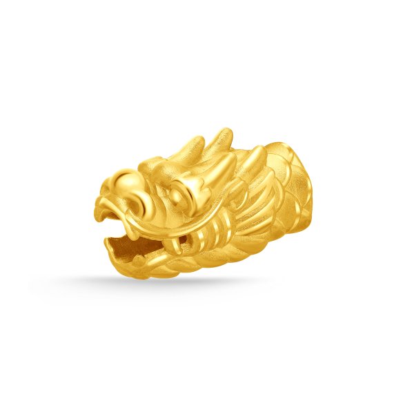 999 Pure 24k Gold Dragon Head Beads Charm