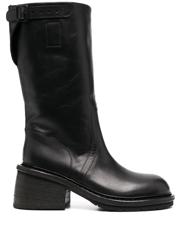 block heel calf-length boots