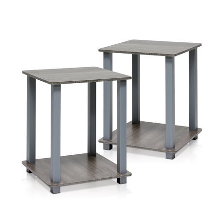 Furinno 12127GYW/GY Simplistic End Table, Set of Two, French Oak Grey