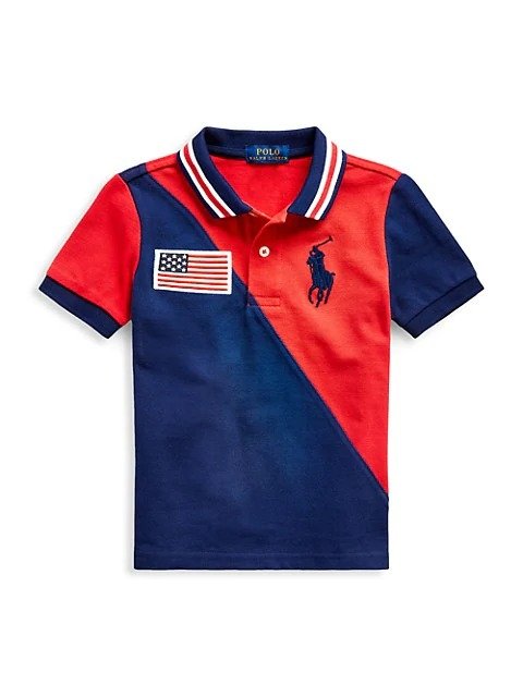 Little Boy's Two-Tone Embroidered-Flag Polo