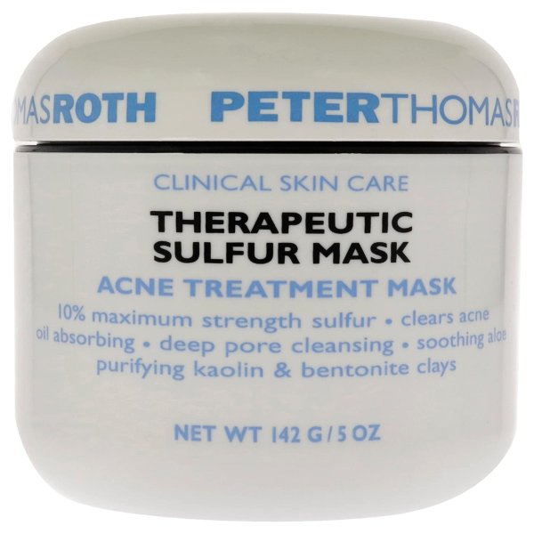 | Therapeutic Sulfur Acne Treatment Mask | Maximum-Strength Sulfur Mask for Acne, Clears Up and Helps Prevent Acne Blemishes, Oil Absorbing and Pore Cleansing