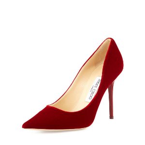 Jimmy Choo Abel Velour Pointed-Toe Pump, Red