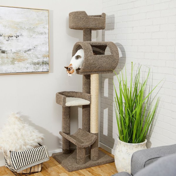 69-in Real Carpet Wooden Cat Tree, Gray - Chewy.com