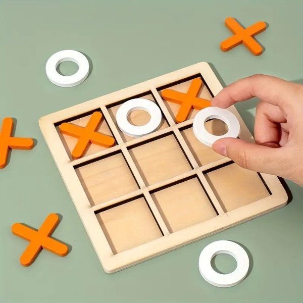 Wooden Chess Toys For Children's Puzzle Game XO Double Play Parent-child Interaction Recommends Traditional Desktop Chess Christmas、Halloween、Thanksgiving Gift