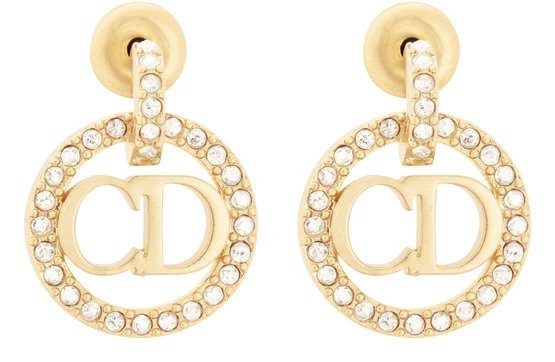 Authentic DIOR CLAIR D LUNE GoldFinish Metal White Crystal STUD Earrings  BNIB  eBay