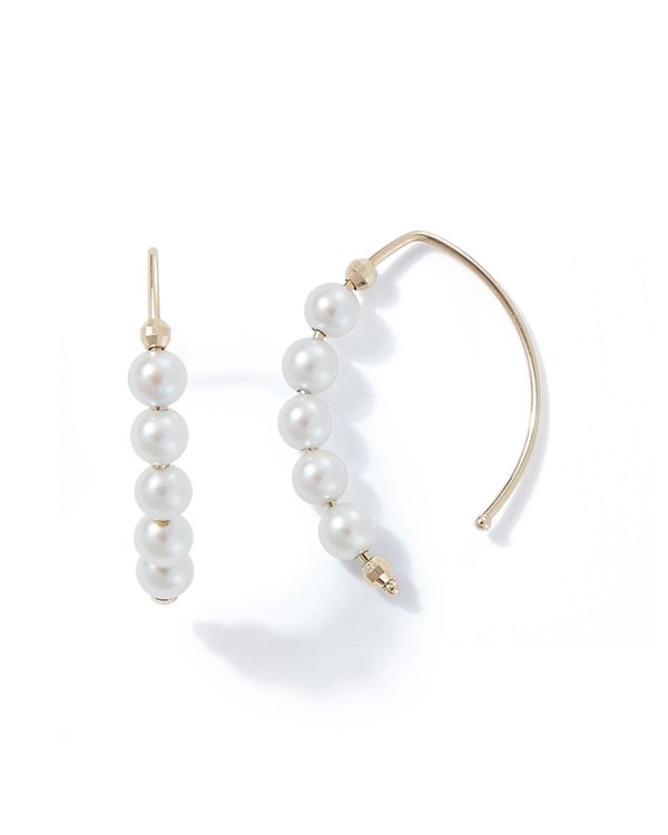14k Small Marquise Pearl Earrings