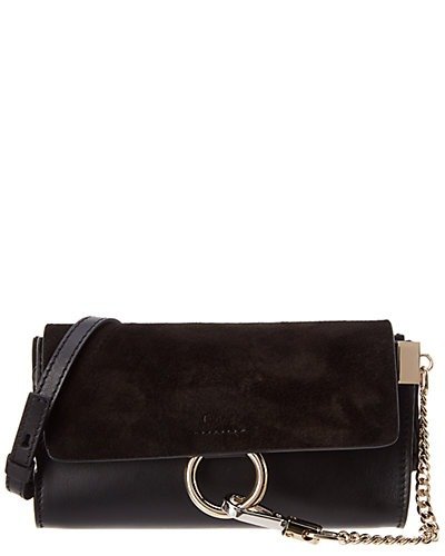 Faye Mini Leather & Suede Wallet On Chain