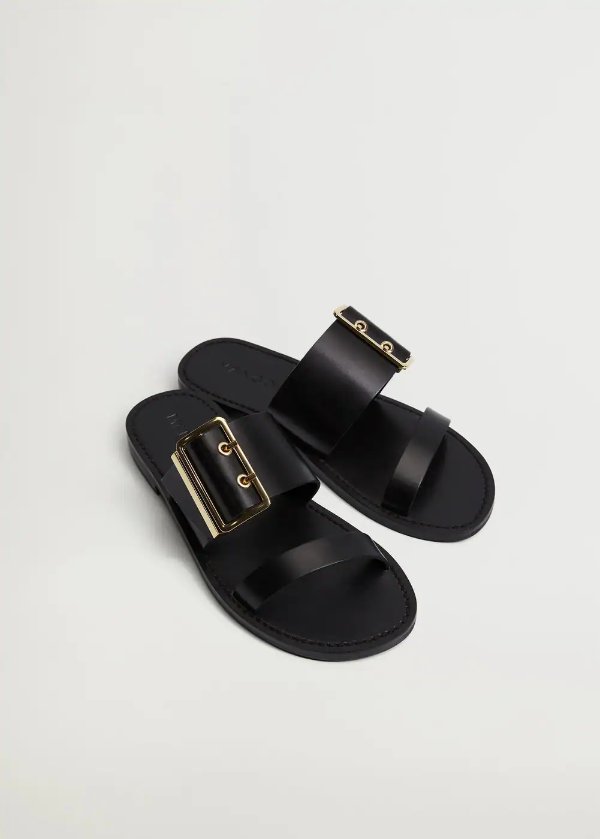 Buckle leather sandals - Women | MANGO OUTLET USA