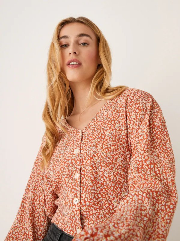 The Floral Blouse in Deep Orange