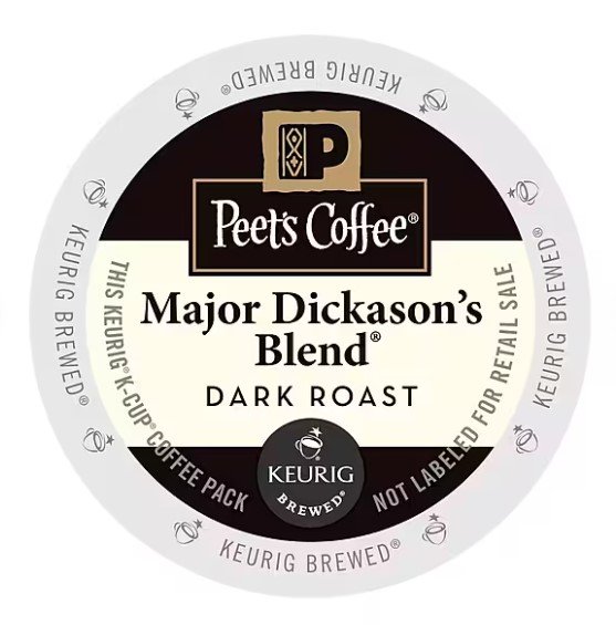 Peet's Coffee Major Dickason's Coffee K-Cup Pods, Dark Roast, 88/Carton