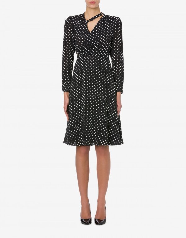 Polka dots crepe de chine dress - Dresses - Clothing - Women - Boutique Moschino | Moschino Official Online Shop