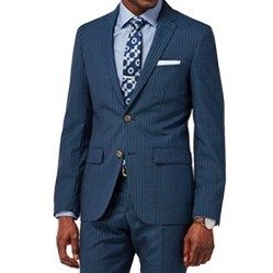 Men's Custom Suits - Navy Nailhead Pinstripe Blue Suit | INDOCHINO
