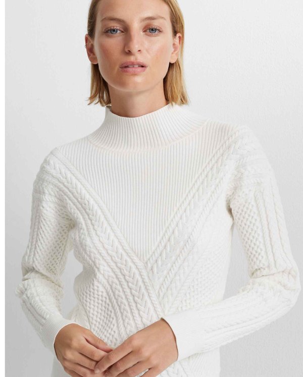 Cable Front Turtleneck Sweater