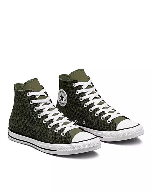 Chuck Taylor All Star Hi herringbone sneakers in dark green