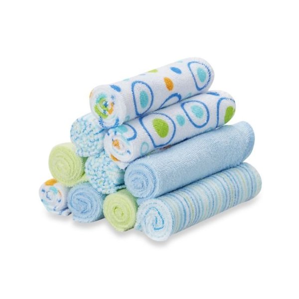 Spasilk® Baby 10-Pack Washcloth Set in Blue Circles