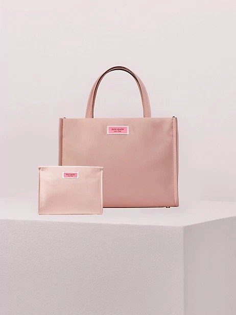 粉色尼龙挎包+化妆包套装