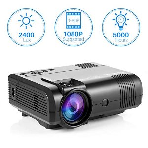 Tontion 2400 Lux Video Projector supporting 1080P -50,000 Hour LED Full HD Mini Projector