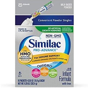 Similac Pro-Advance Non-GMO with 2'-FL HMO Infant Formula with Iron for Immune Support, Baby Formula 0.58 oz, 16 Count