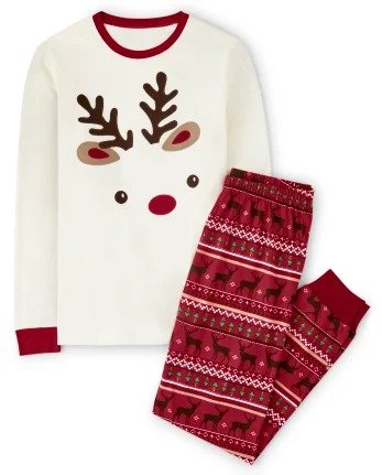 Unisex Adult Matching Family Long Sleeve Reindeer Fairisle Cotton 2-Piece Pajamas - Gymmies | Gymboree - SALSA