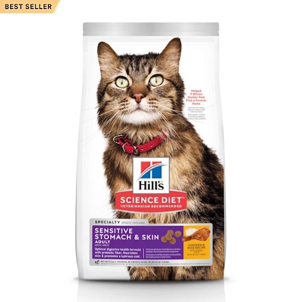 Adult Sensitive Stomach & Skin Chicken & Rice Recipe Dry Cat Food, 15.5 lbs. | Petco