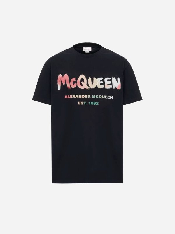 Men's Solarised McQueen Graffiti T-shirt in Black