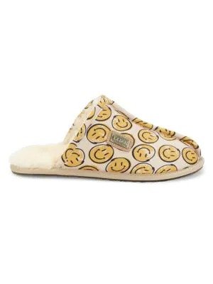 Smile Graphic Satin Mule Slippers
