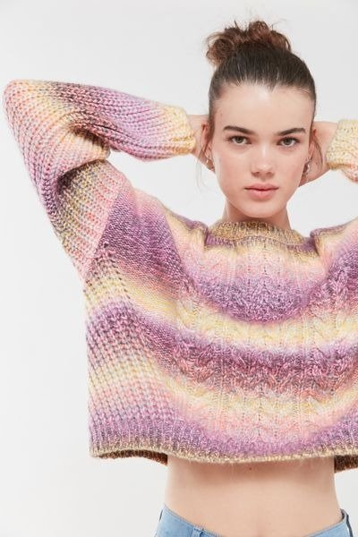 UO Lofty Space-Dye Cable Knit Sweater