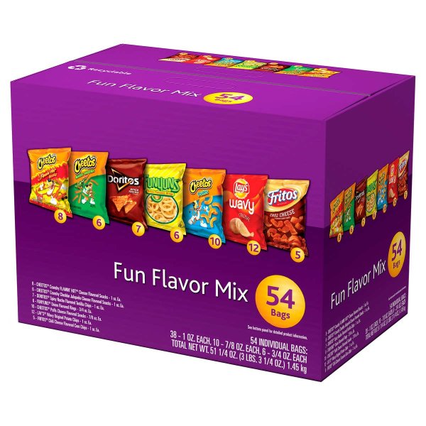 Lay Fun Flavor Mix, Variety Pack, 1 oz, 7/8 oz, 3/4 oz, 54-count
