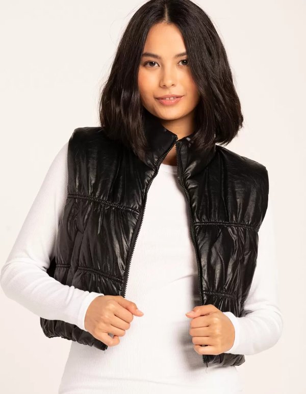 KNOW ONE CARES Womens Crop Puffer Vest - BLACK | Tillys