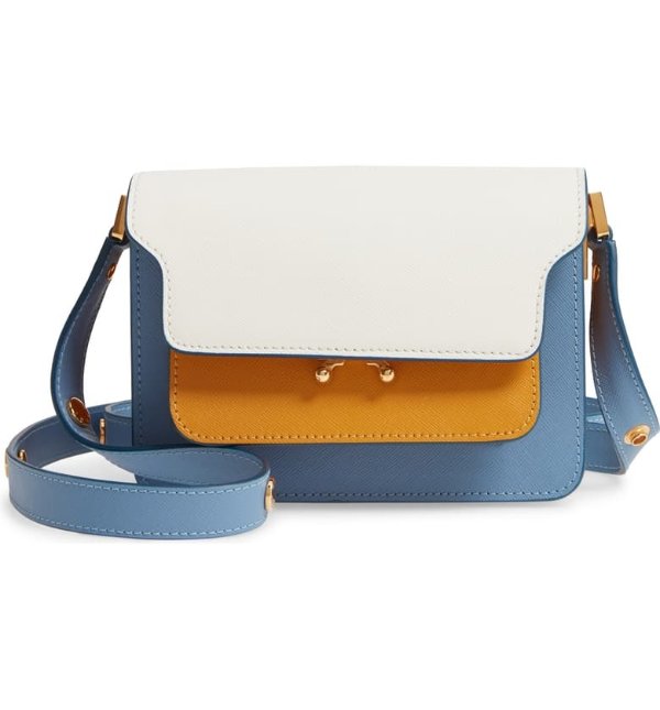 Small Trunk Colorblock Leather Shoulder Bag