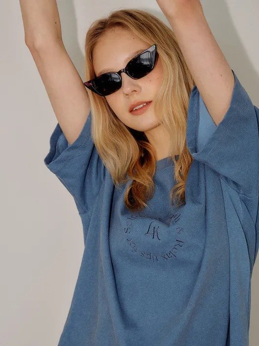 Blue Selfcare Embroidery Oversized T-shirt