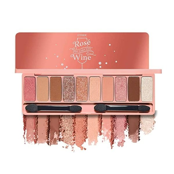 ETUDE Play Color Eyes #Rose Wine (21AD) | Vivid 10 Color Eye Shadow Palette that Consists of Matte, Shimmer and Jelly Glitter Texture Shadows | Kbeauty