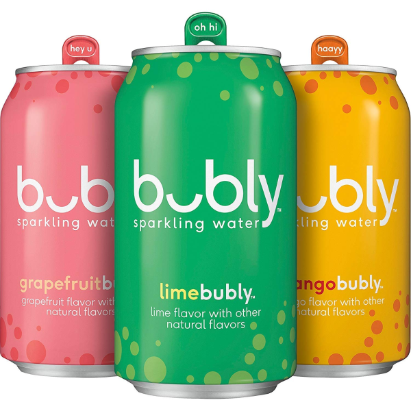 bubly Sparkling Water, Tropical Thrill Variety Pack, 12 fl oz Cans (18 Pack)