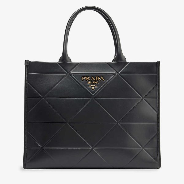 Triangle medium leather tote bag